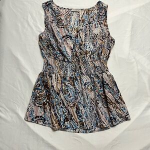 Banana Republic Abstract Print Smocked Peplum Blouse S